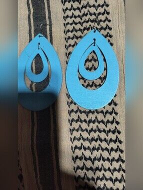 Atomic Teardrops aqua charm earrings